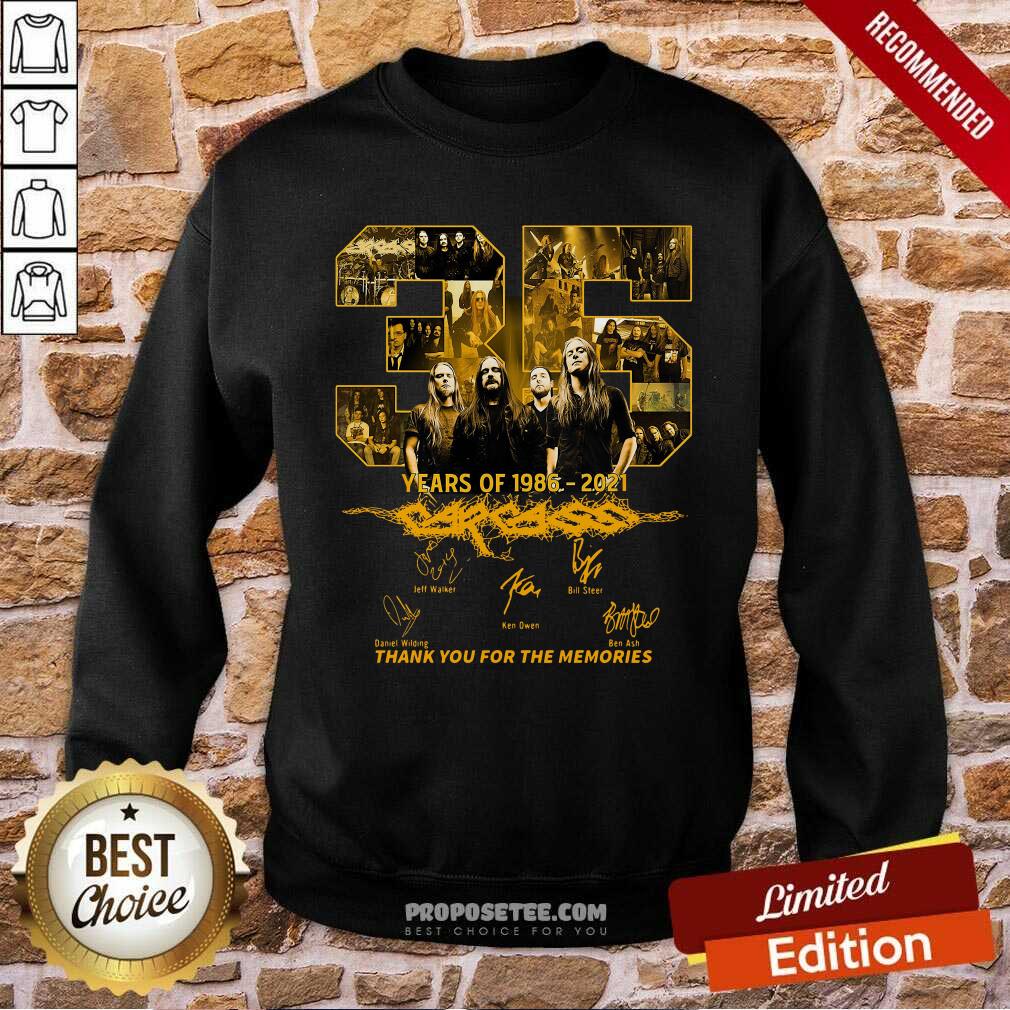Oficial 35 Years Of Carcass 1986 2021 Thank You For The Memories Signatures Shirt - Image 3