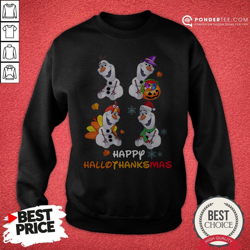 Olaf Halloween And Merry Christmas Happy Hallothanksmas Shirt - Image 4