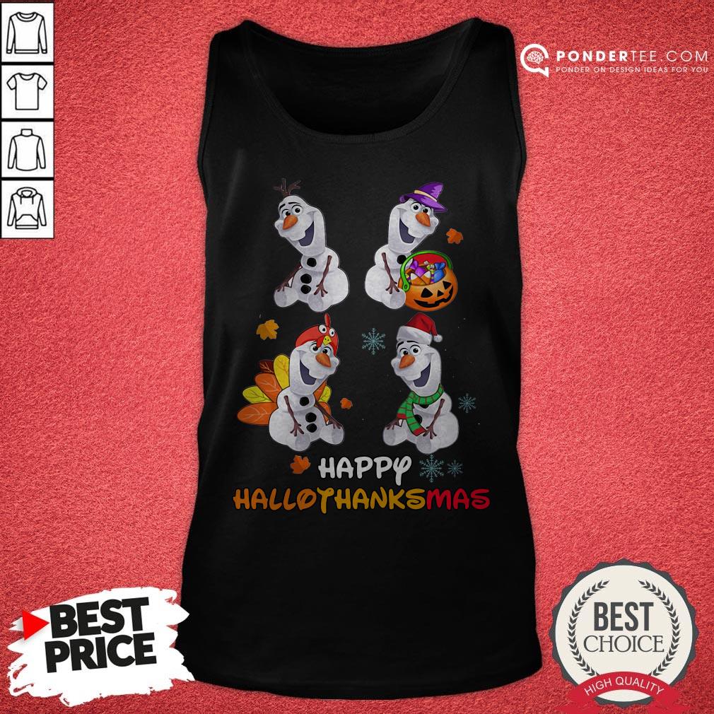 Olaf Halloween And Merry Christmas Happy Hallothanksmas Shirt - Image 2