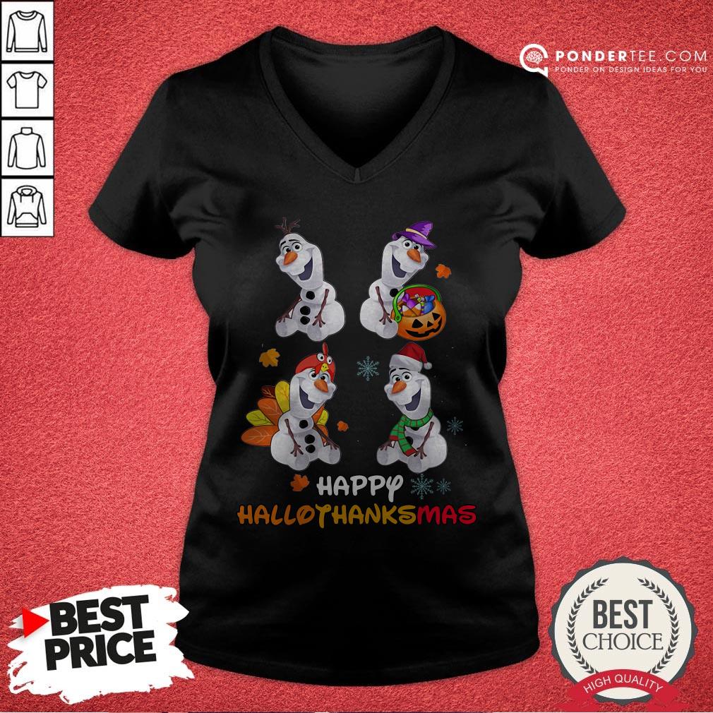 Olaf Halloween And Merry Christmas Happy Hallothanksmas Shirt - Image 3