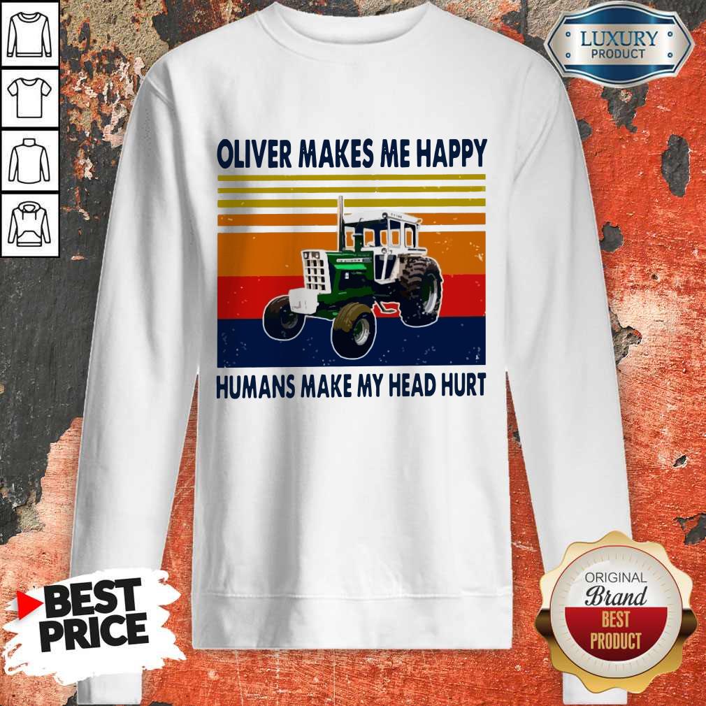 Oliver Makes Me Happy Humans Make My Head Hurt Vintage Shirt - Image 5