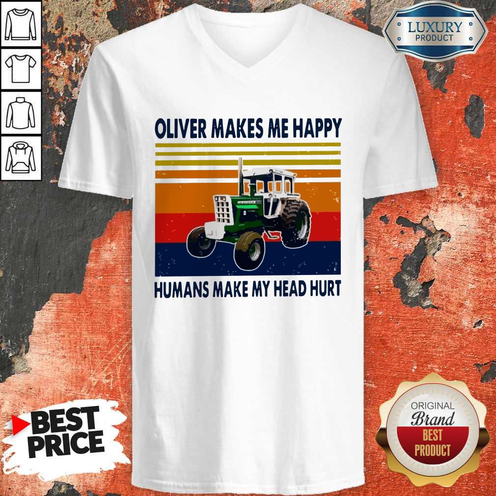 Oliver Makes Me Happy Humans Make My Head Hurt Vintage Shirt - Image 2