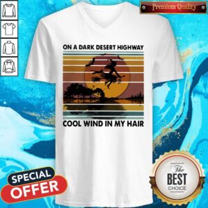 Alternative view of On A Dark Desert Highway Cool Wind In My Hair Witch Halloween Vintage Retro Shirt