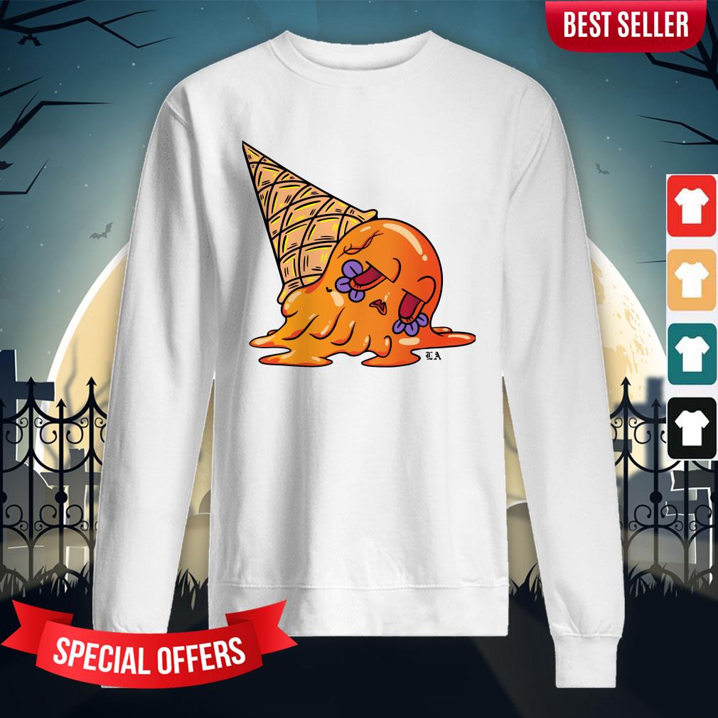 Orange Sugar Skull Ice Cream Day Dead Dia De Muertos Shirt - Image 4