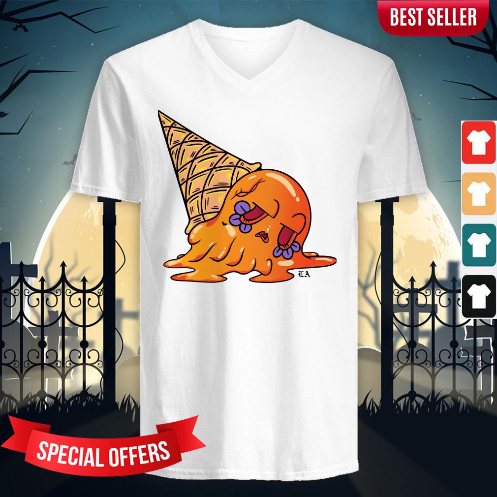 Orange Sugar Skull Ice Cream Day Dead Dia De Muertos Shirt - Image 2