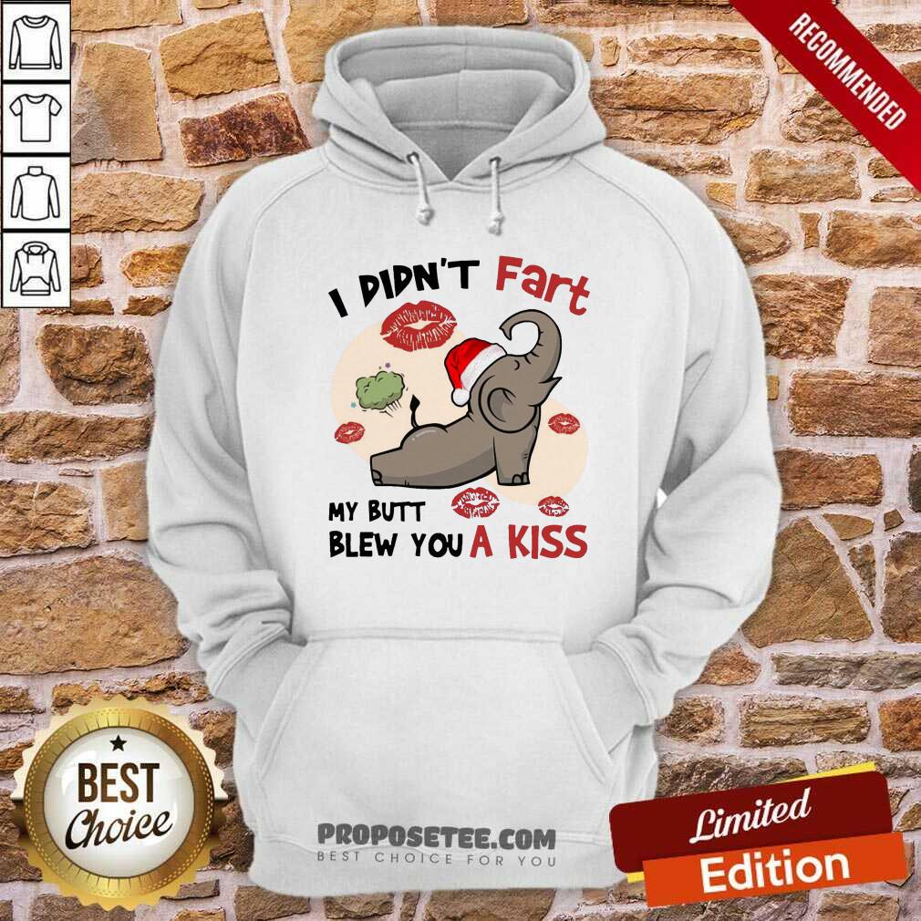 Original Baby Elephant Santa I Didn’t Fart My Butt Blew You A Kiss Merry Christmas Shirt - Image 3