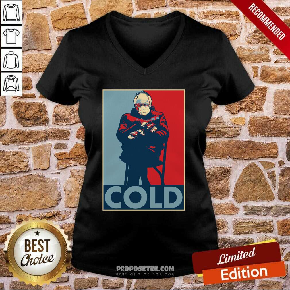 Original Bernie Sanders Cold Bernie Mittens Funny Meme Inauguration Shirt - Image 2