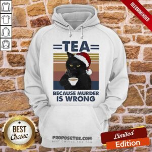 Alternative view of Original Black Cat Santa Drinking Tea Because Murder Is Wrong Vintage Shirt