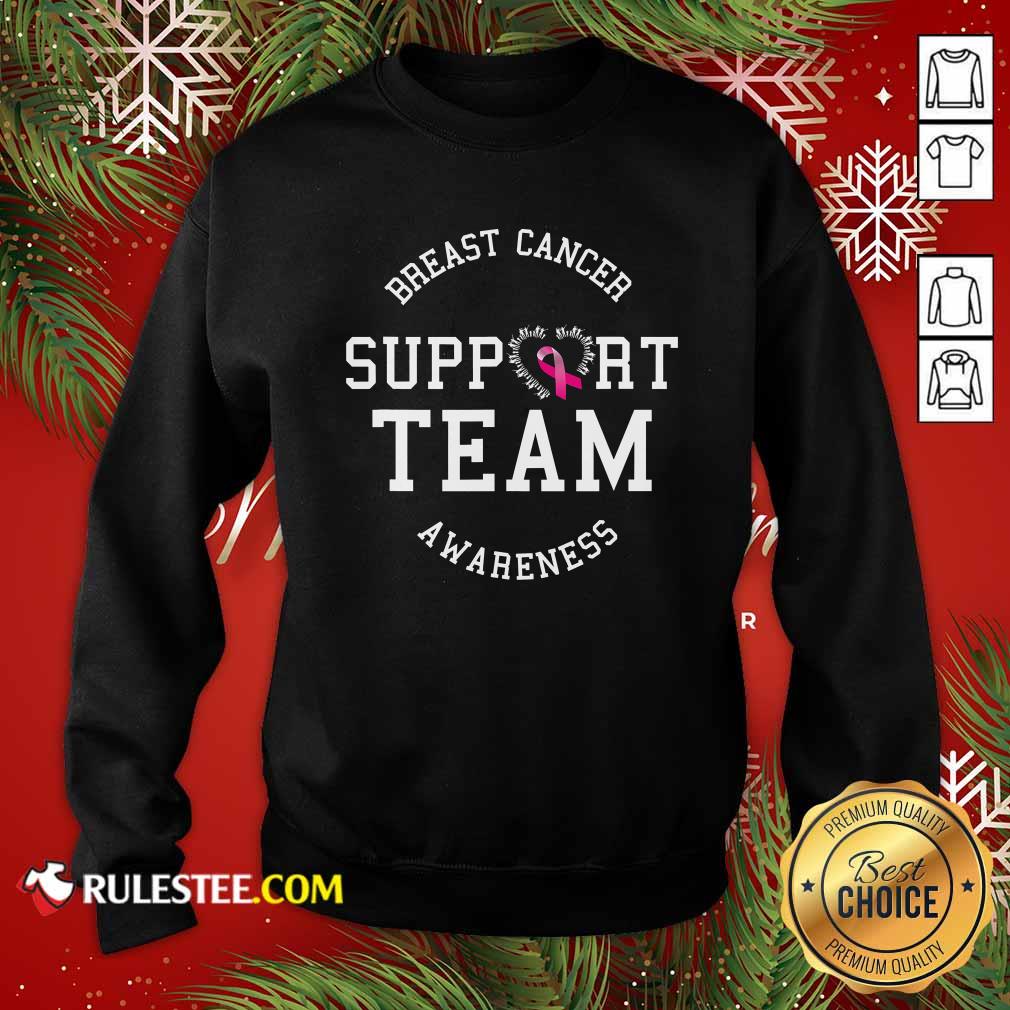 Original Breast Cancer Support Team Awareness Ribbon Pink Shirt - Image 5