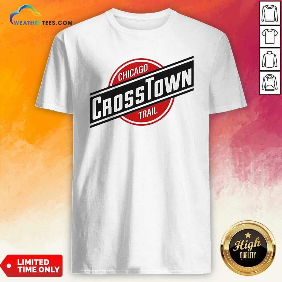 Original Chicago Crosstown Trail City Hiking Urban Route Path Outdoors Transit Map Shirt