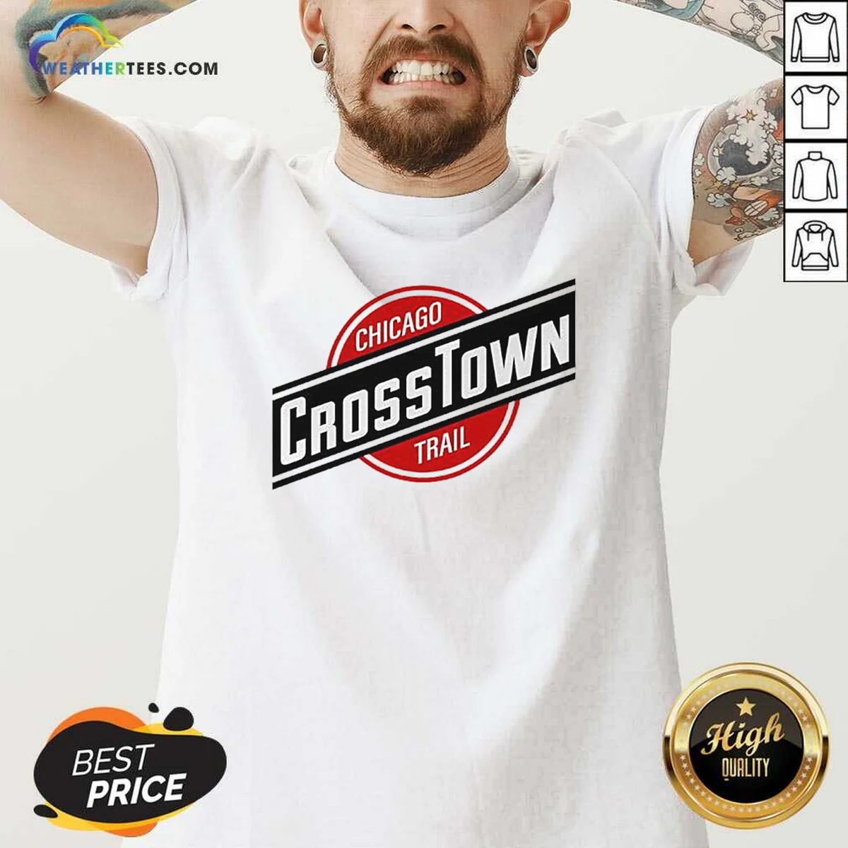 Original Chicago Crosstown Trail City Hiking Urban Route Path Outdoors Transit Map Shirt - Image 2