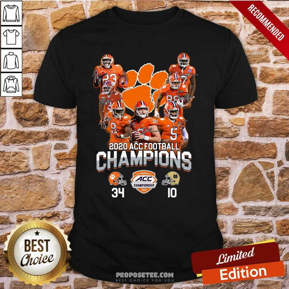 Original Clemson Tigers 2020 Acc Football Champions Signatures Shirt