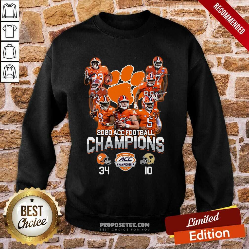 Original Clemson Tigers 2020 Acc Football Champions Signatures Shirt - Image 5