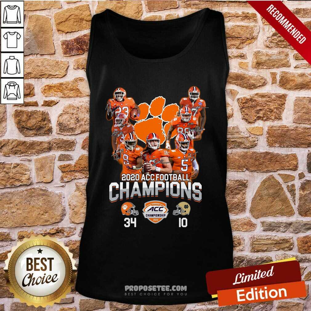 Original Clemson Tigers 2020 Acc Football Champions Signatures Shirt - Image 4