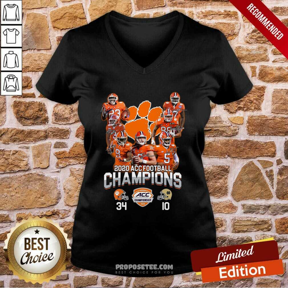 Original Clemson Tigers 2020 Acc Football Champions Signatures Shirt - Image 3