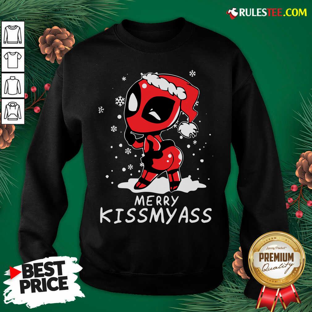Original Cute Santa Deadpool Merry Kiss My Ass Christmas Shirt - Image 2