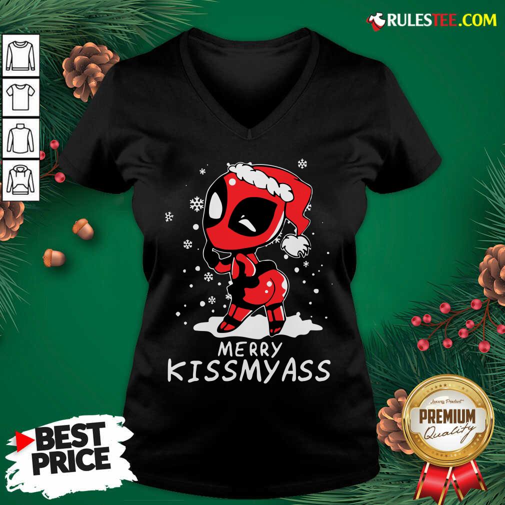 Original Cute Santa Deadpool Merry Kiss My Ass Christmas Shirt - Image 4