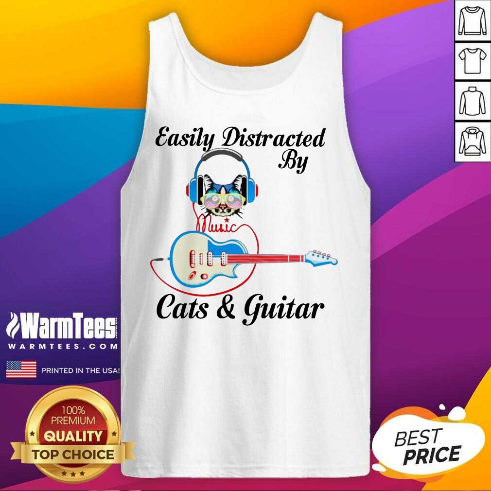Original Easily Distracted By Music Cats And Guitar Shirt - Image 5