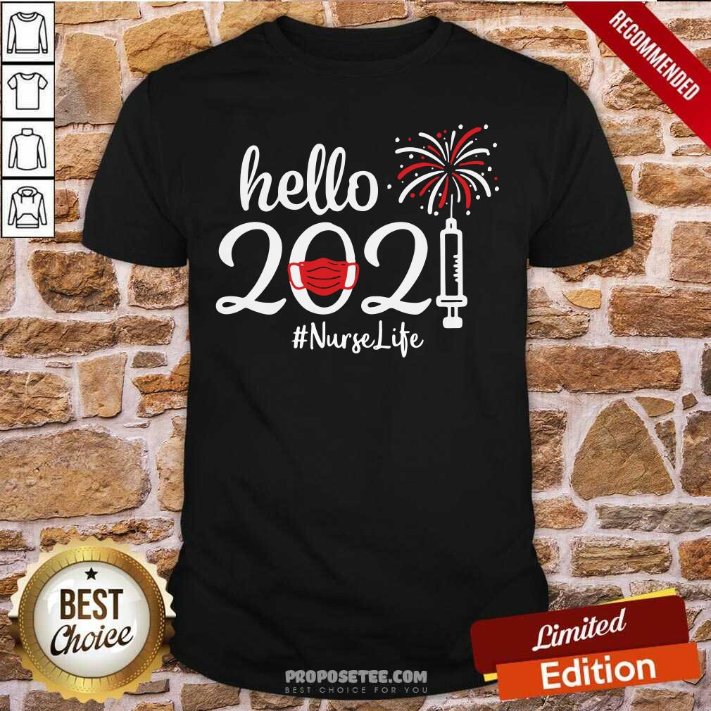 Original Hello 2021 Nurse Life Face Mask Christmas Shirt