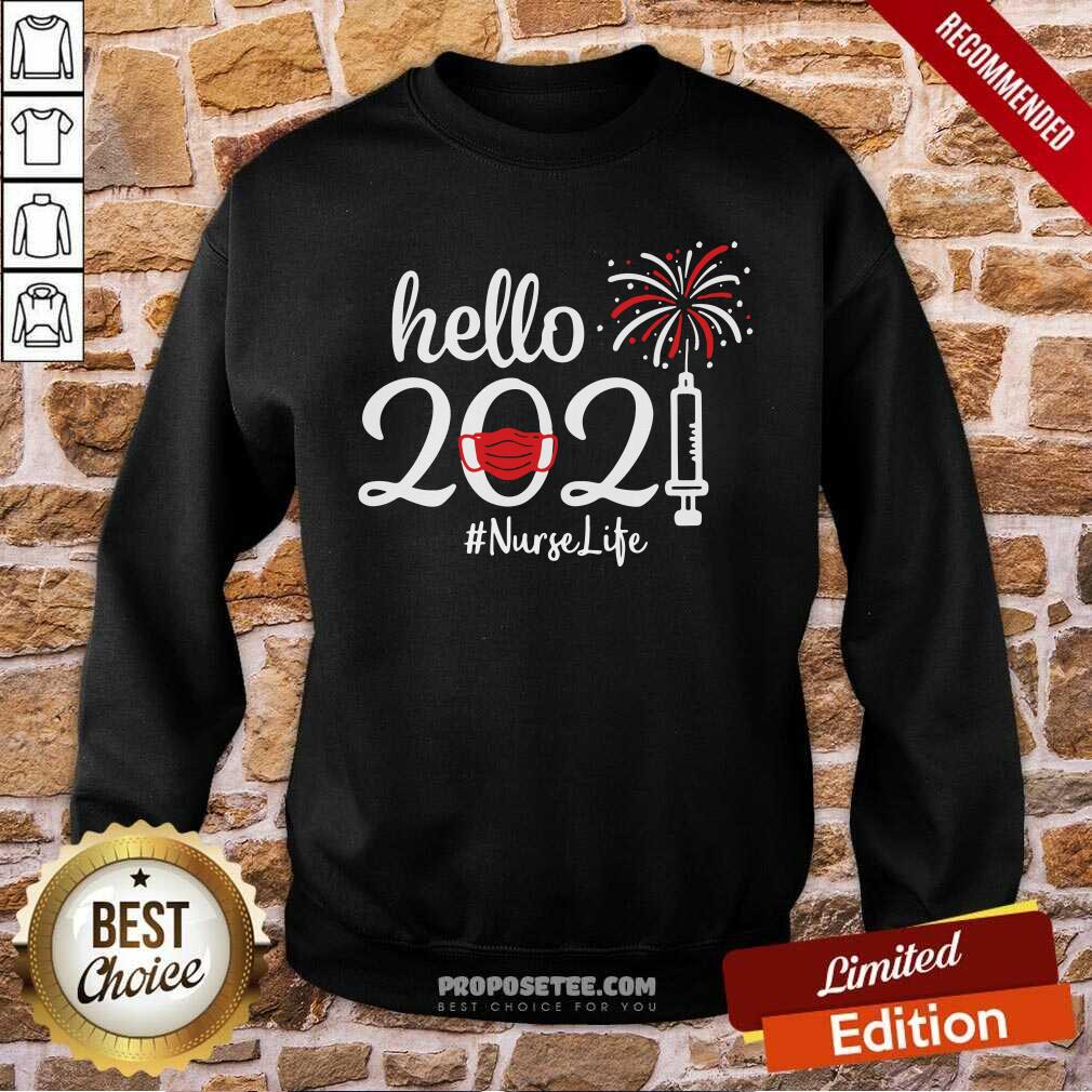 Original Hello 2021 Nurse Life Face Mask Christmas Shirt - Image 5