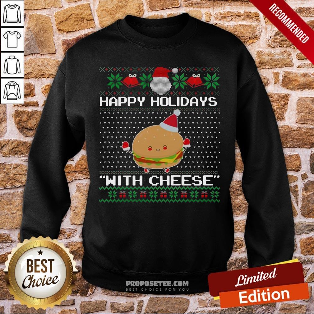 Original Holidays With Cheese Ugly Christmas Sweater Shirt - Image 5