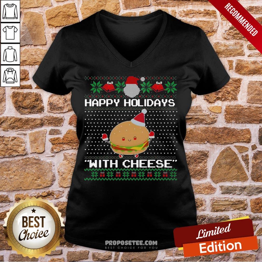 Original Holidays With Cheese Ugly Christmas Sweater Shirt - Image 3