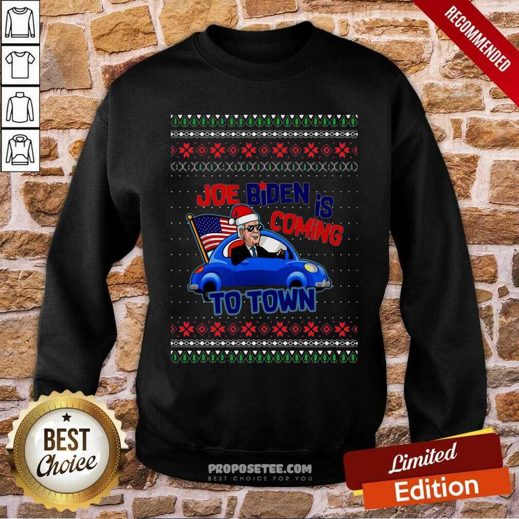 Original Joe Biden Is Coming To Town Ugly Christmas Shirt - Image 3