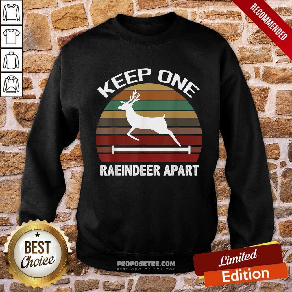 Original Keep One Reindeer Apart Christmas Quarantine Vintage Shirt - Image 5