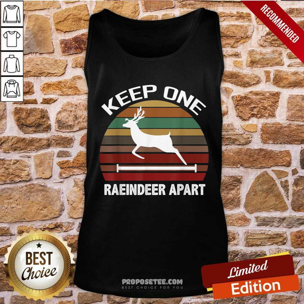Original Keep One Reindeer Apart Christmas Quarantine Vintage Shirt - Image 4