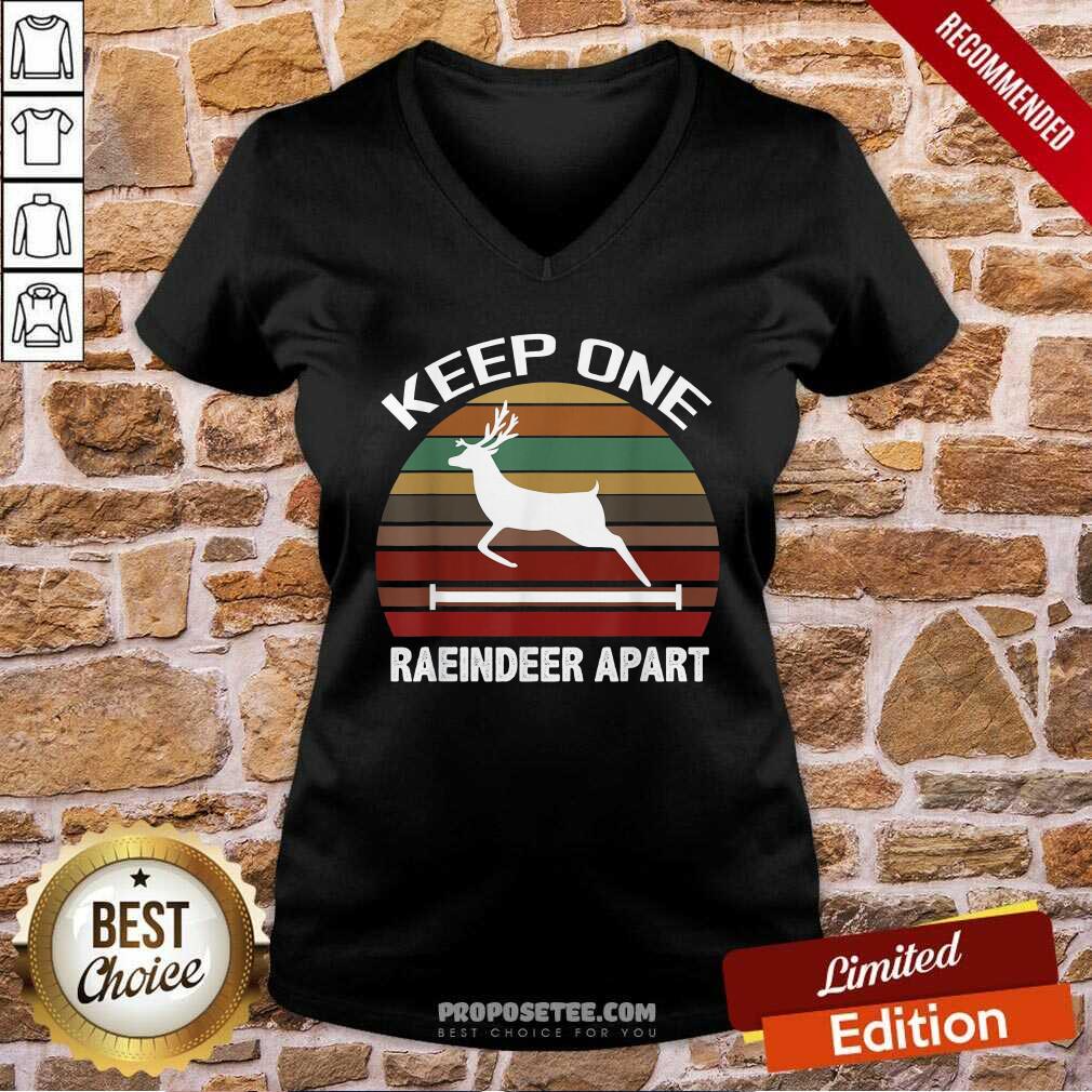 Original Keep One Reindeer Apart Christmas Quarantine Vintage Shirt - Image 3