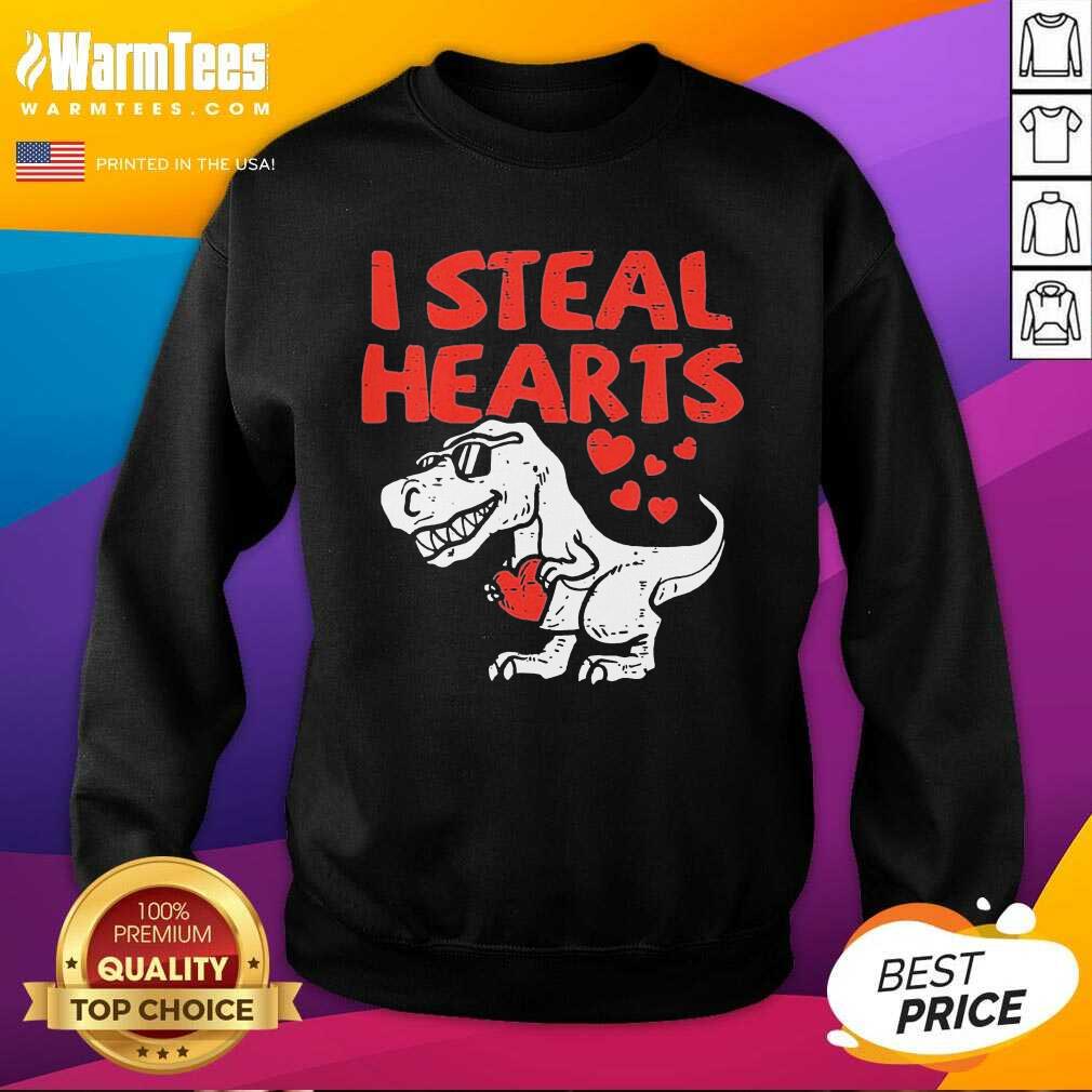 Original Kids I Steal Hearts T Rex Dino Cute Baby Boy Valentines Day Shirt - Image 3