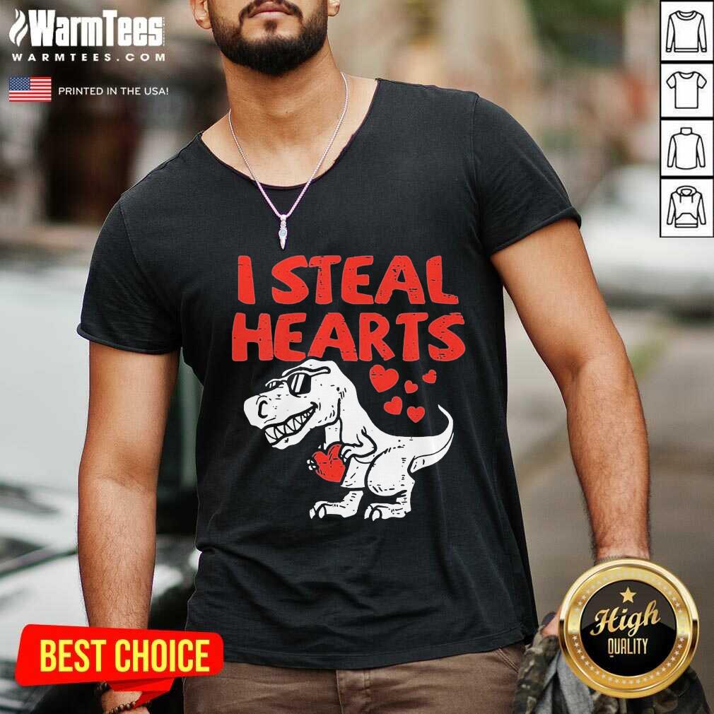 Original Kids I Steal Hearts T Rex Dino Cute Baby Boy Valentines Day Shirt - Image 5