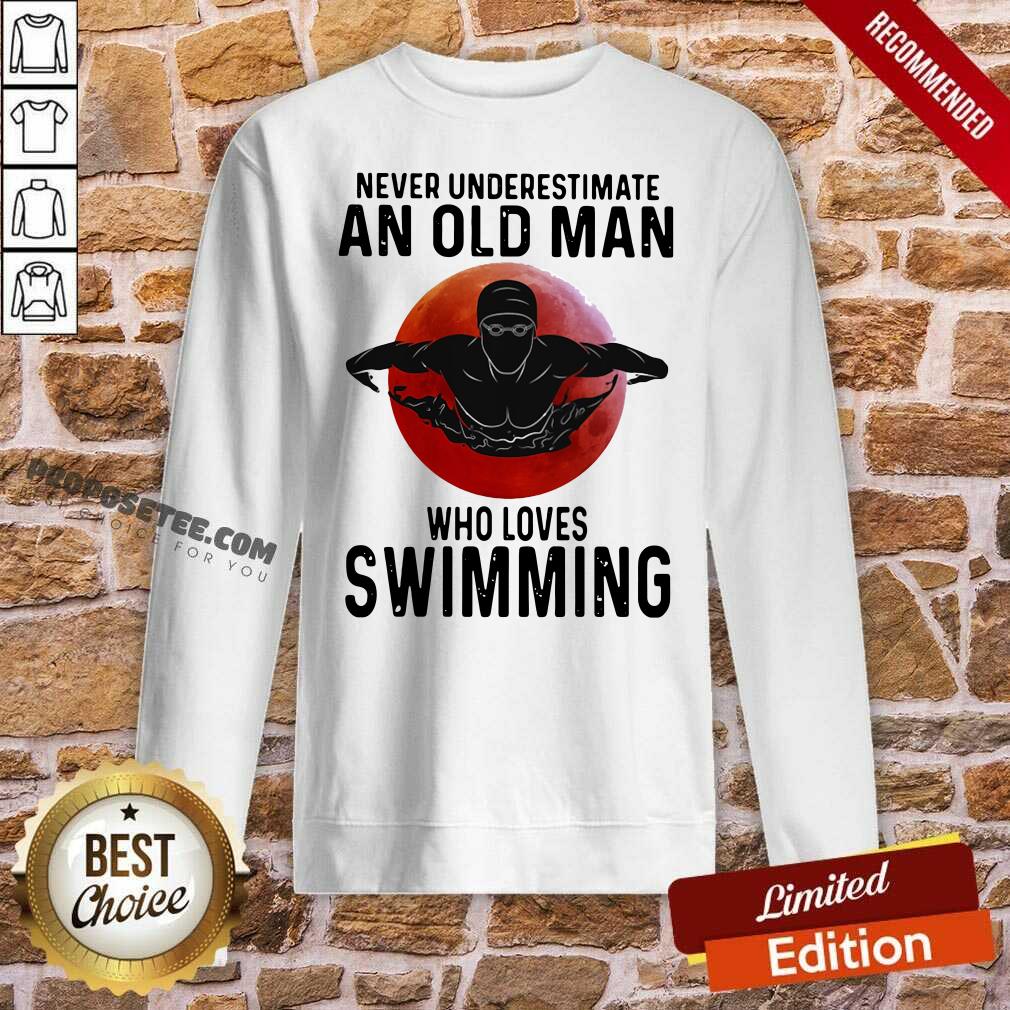 Original Never Underestimate An Old Man Who Loves Swimming The Moon Shirt - Image 4