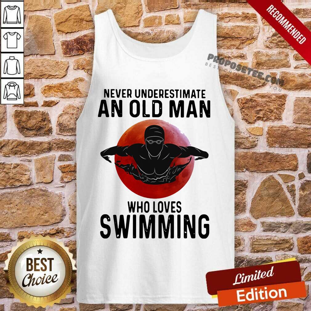 Original Never Underestimate An Old Man Who Loves Swimming The Moon Shirt - Image 3