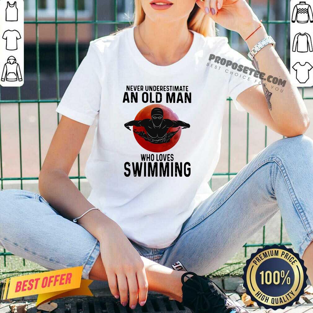 Original Never Underestimate An Old Man Who Loves Swimming The Moon Shirt - Image 2