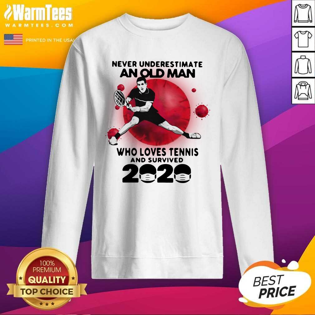 Original Never Underestimate An Old Man Who Loves Tennis And Survived 2020 Mask Covid 19 Shirt - Image 3