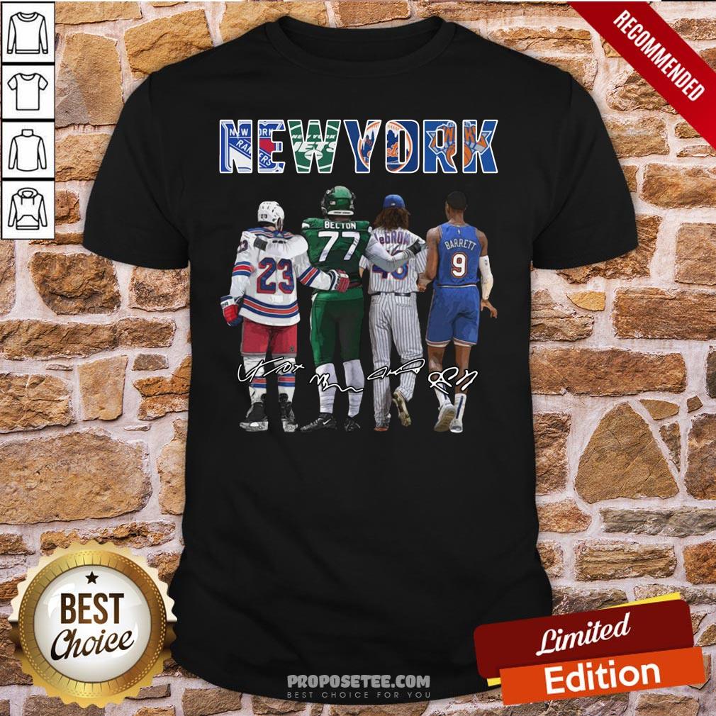 Original New York City New York Yankees New York Jets New York Knicks Becton Barrett Signatures Shirt