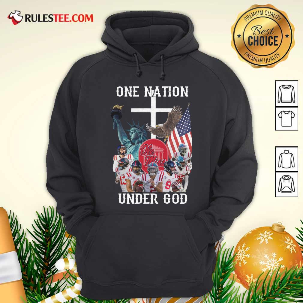 Original One Nation Under God Ole Miss Football American Flag Shirt - Image 2