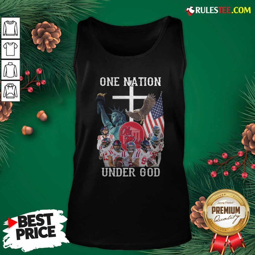 Original One Nation Under God Ole Miss Football American Flag Shirt - Image 4