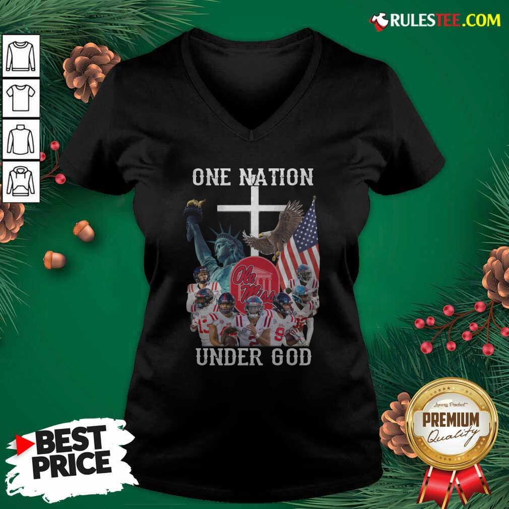 Original One Nation Under God Ole Miss Football American Flag Shirt - Image 3