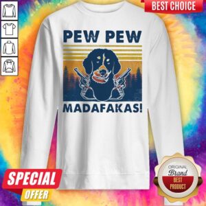 Alternative view of Original Pew Pew Madafakas Dog Gun Vintage Retro Shirt