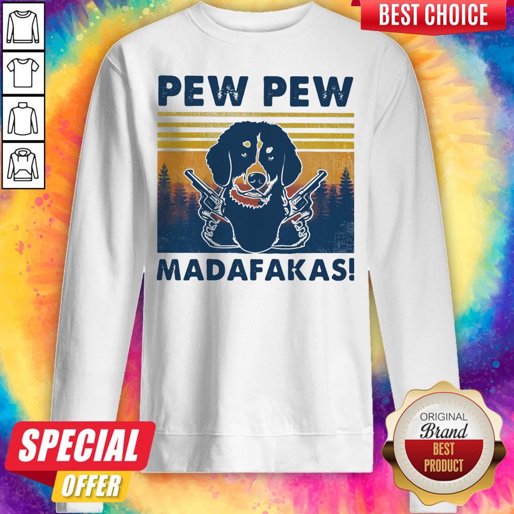Original Pew Pew Madafakas Dog Gun Vintage Retro Shirt - Image 2