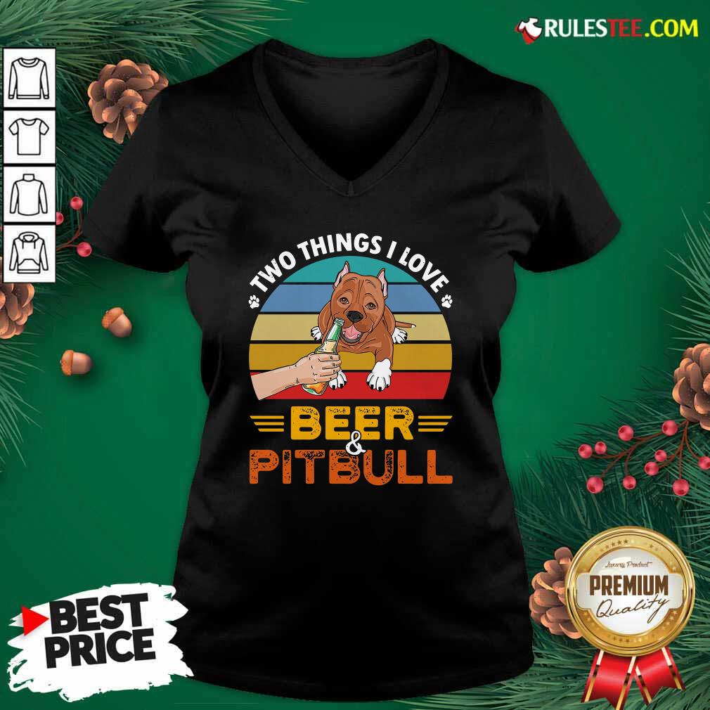 Original Pitbull Two Things I Love Beer 2021 Vintage Shirt - Image 3