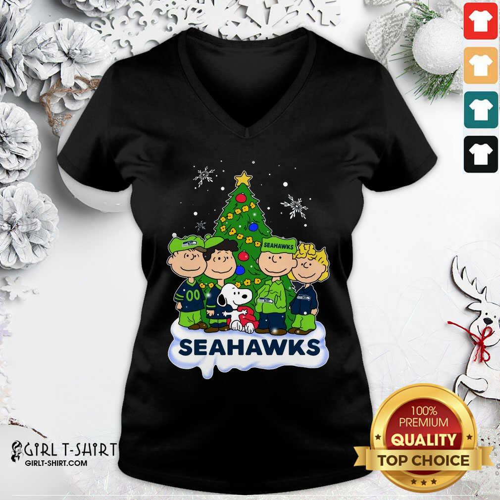 Original Snoopy The Peanuts Seattle Seahawks Christmas Shirt - Image 2