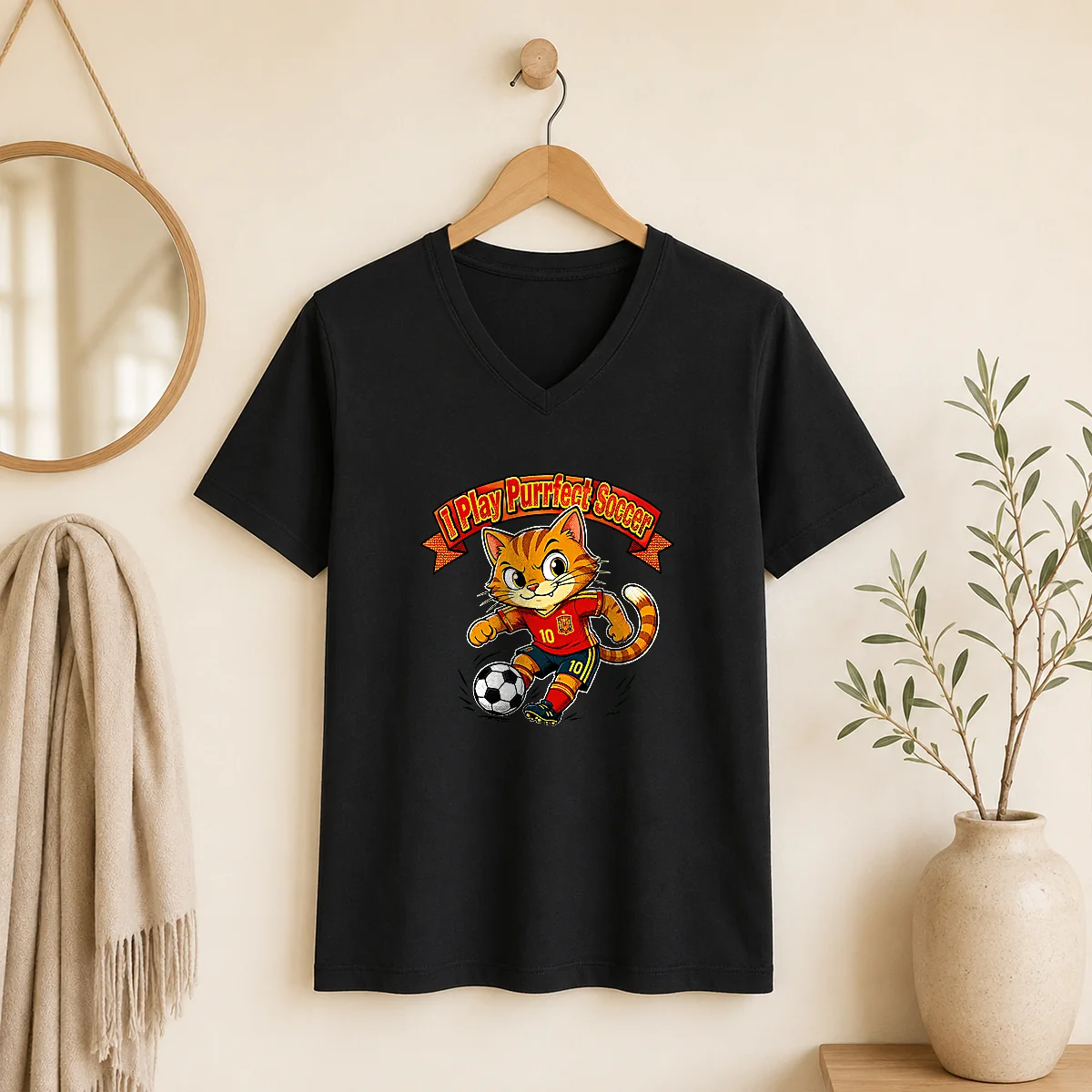 Original Spain Soccer Cat Meme Pop Art Shirt - Image 4