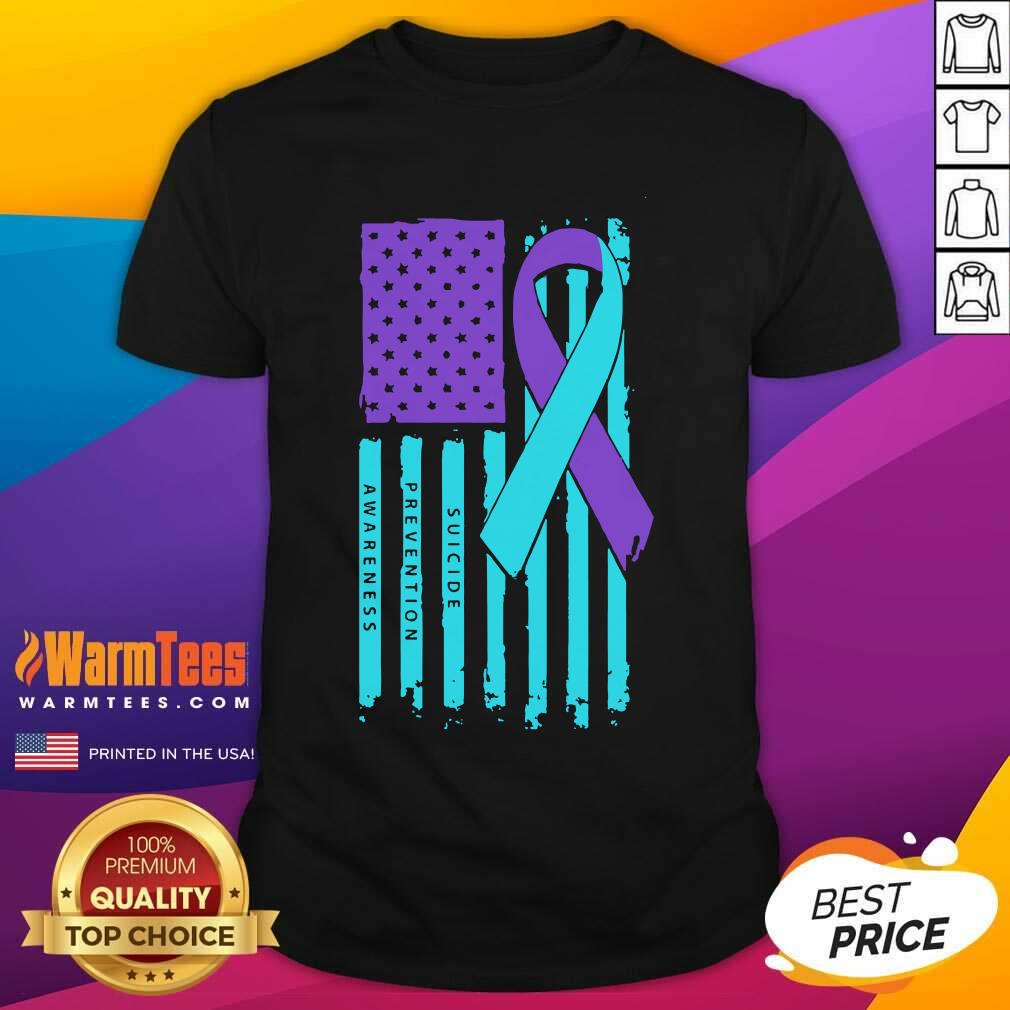 Original Teal And Purple Ribbon Flag Suicide Awareness Shirt