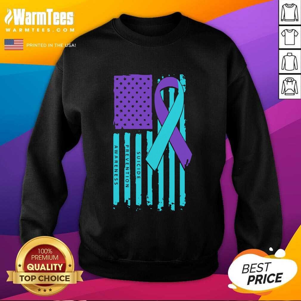 Original Teal And Purple Ribbon Flag Suicide Awareness Shirt - Image 3