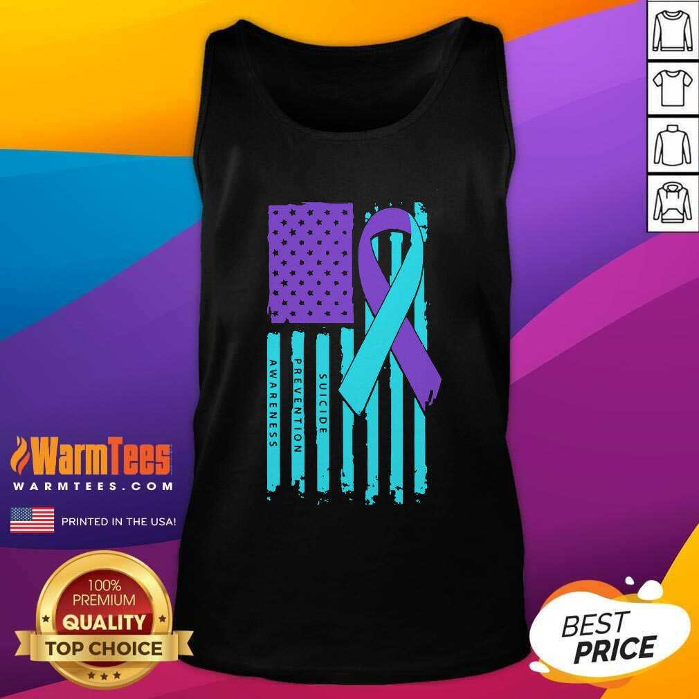 Original Teal And Purple Ribbon Flag Suicide Awareness Shirt - Image 4