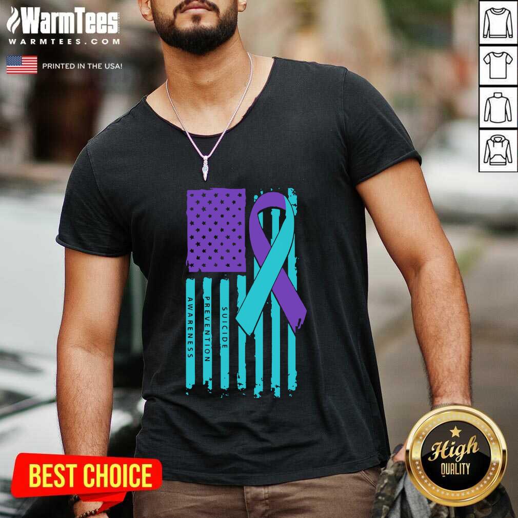 Original Teal And Purple Ribbon Flag Suicide Awareness Shirt - Image 5