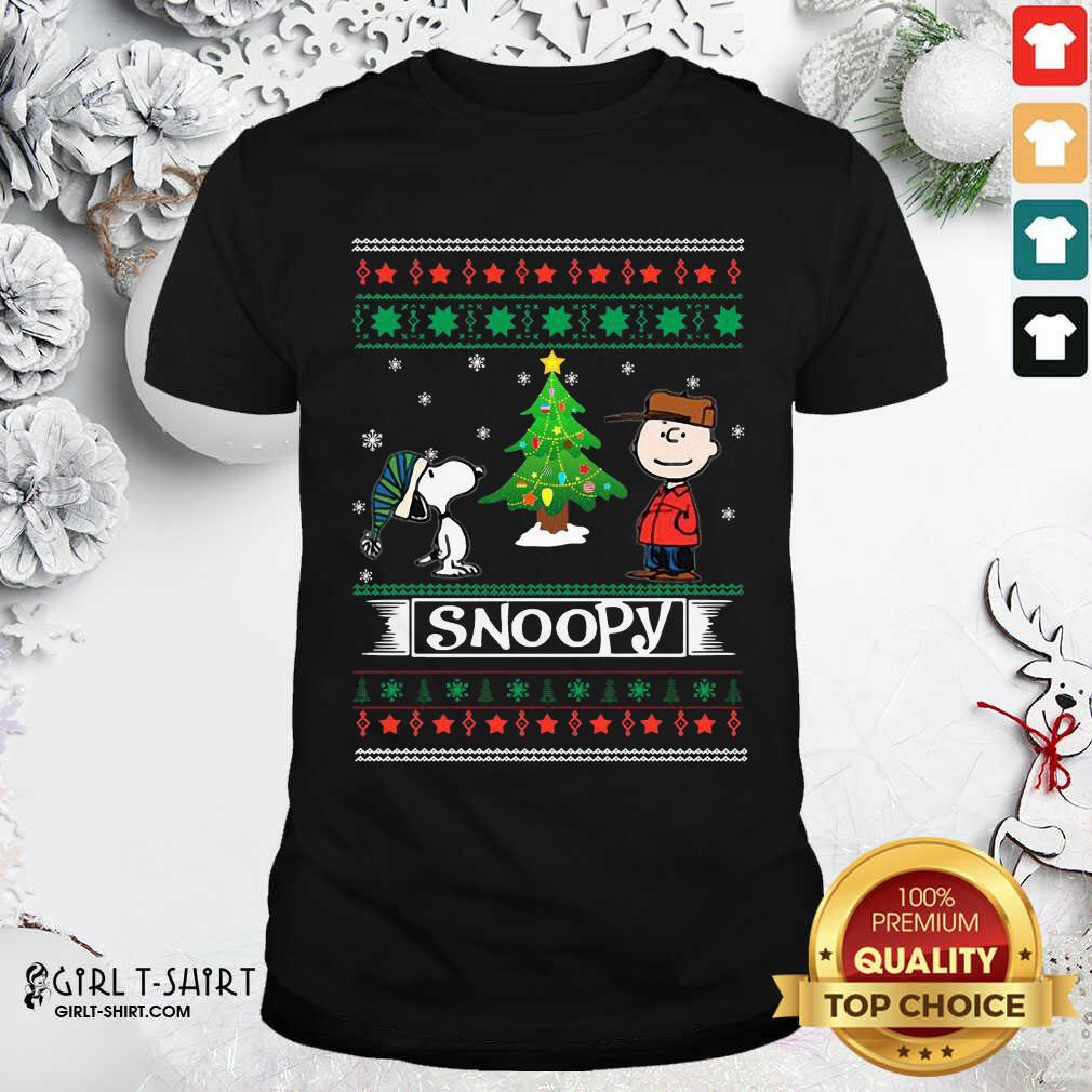 Original The Peanuts Charlie Brown And Snoopy Ugly Merry Christmas Tree Shirt